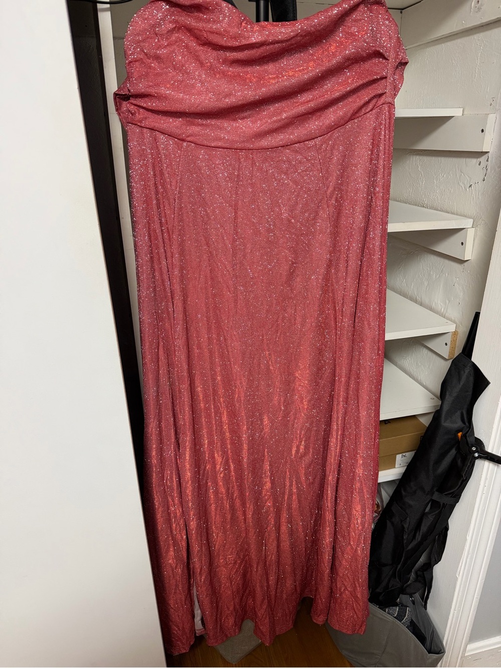 Shimmery Rose Maxi Skirt with Draped Waist